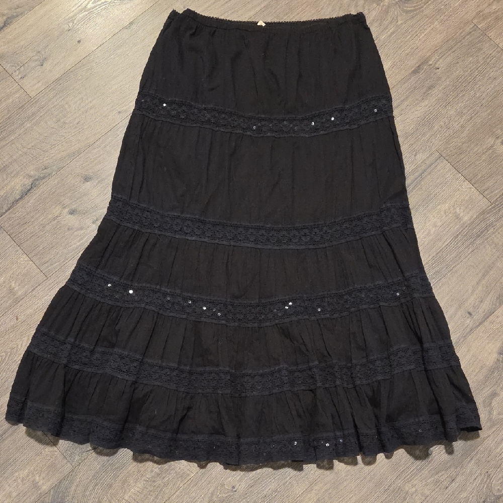 Tiara Tiered Sequined Maxi Skirt Flaws